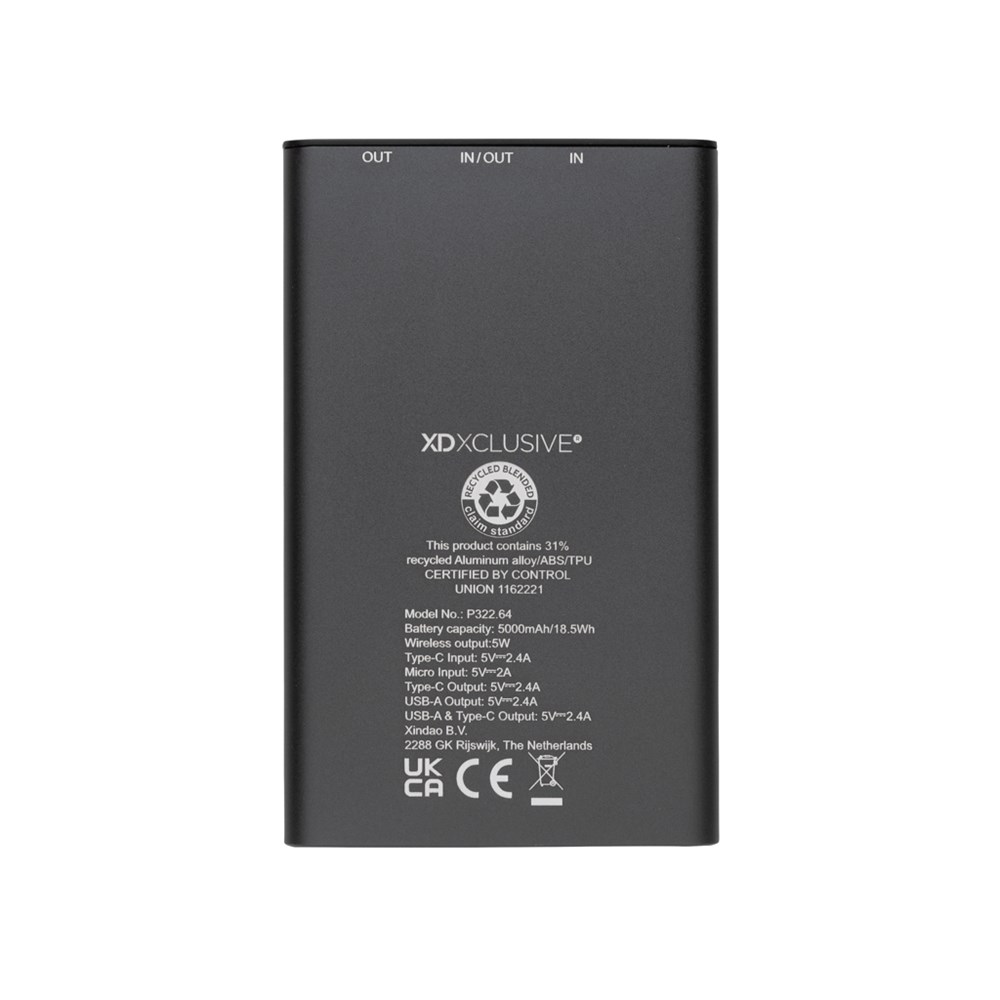 Terra 5000mAh Powerbank  aus RCS Aluminium, 5W Wireless